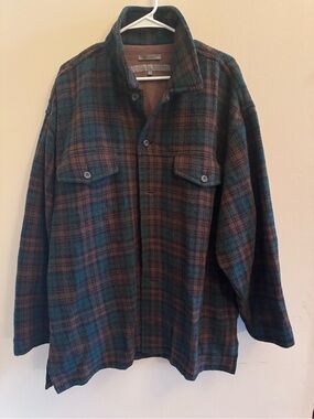Le Collezioni Structure Lg Plaid Wool Blend Shacket Italian Fabric Oversized